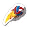 sticker colorful olympic flame with volleyball ball