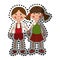 Sticker colorful set collection couple girl dolls