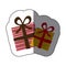 sticker colorful set collection striped gift box with ribbon wrapping