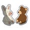Sticker colorful set collection teddy bear and bunny
