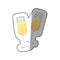 sticker colorful silhouette couple toast champagne glasses