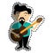 Sticker colorful silhouette singer with acoustic guitar