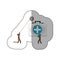 sticker colorful workers with pulley holding first aid kit
