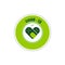 Sticker covid-19 green color heart from a protective patch. Vaccination Notice. A safe carrier of immunity. Vector illustration.