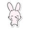 sticker of a curious waving bunny cartoon