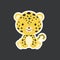 Sticker of cute baby jaguar sitting. Adorable jungle animal character for design of album, scrapbook, card, poster, invitation