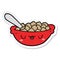 sticker of a cute cartoon bowl of cereal