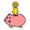 sticker of a cute cartoon piggy bank