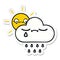 sticker of a cute cartoon sunshine and rain cloud