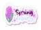 sticker with cute inscriptions and receipts. spring flower hyacinth.Cute spring sticker for planner