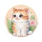 Sticker cute kitten smile watercolor colorful Generative AI