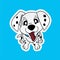 Sticker of Dalmatian Puppy Pull Out His Tongue Cartoon, Cute Funny Character, Flat Design