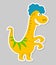 Sticker dinosaur lizard yellow with blue hair and green spots