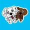 Sticker of Dog or Puppy Pull Out His Tongue Cartoon, Cute Funny Character, Flat Design