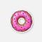 Sticker donut with pink glaze and colored powder