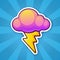 Sticker electric lightning bolt with cloud