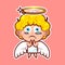 Sticker emoji emoticon, emotion beg, ask, pray, tears in eyes, vector illustration character sweet divine entity