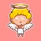 Sticker emoji emoticon emotion Hmm, doubt, thinking vector isolated illustration character sweet divine entity, cute