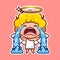 Sticker emoji emoticon, emotion sob, cry, weep, vector illustration happy character sweet divine entity, cute