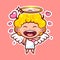 Sticker emoji emoticon, emotion, vector isolated illustration happy enamored character sweet divine entity, cute