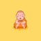 Sticker emoji emoticon emotion vector isolated illustration unhappy character cartoon sad Buddha crying tears