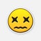 Sticker of emoticon with cross eyes for expressing emotion of death