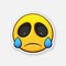 Sticker of emoticon for expressing emotion of sadness, disappointment and crying