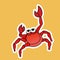 Sticker of Fat Red Crab, Cute Funny Character, Flat Design