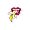 Sticker of female sexy glossy lips bite banana.