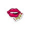 Sticker of female sexy glossy lips in red lipstick and mouth with white teet.