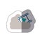 Sticker filmstrip with play buttom into the cloud