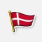 Sticker flag of Denmark on flagstaff