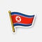 Sticker flag of North Korea on flagstaff