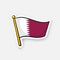 Sticker flag of Qatar on flagstaff