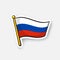 Sticker flag of Russia on flagstaff