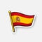 Sticker flag of Spain on flagstaff