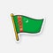 Sticker flag of Turkmenistan on flagstaff