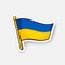 Sticker flag of Ukraine on flagstaff
