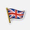 Sticker flag of the United Kingdom on flagstaff