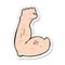 sticker of a flexing bicep cartoon