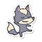 sticker of a friendly cartoon wolf balancing