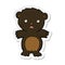 sticker of a frightened black bear cartoon