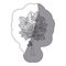 sticker gray color leafy tree plant with large trunk
