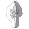 sticker gray color ramifications with oval leaves plant icon