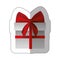 sticker gray gift box with red ribbon