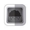 sticker gray square button with silhouette cloud with rain