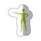 sticker green silhouette woman stretching arm side left