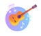 Sticker of guitar and tunes as a graduation choice on white background