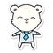 sticker of a happy cartoon polar bear office worker