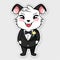 Sticker, happy colourful Goat wearing tuxedo, kawaii, contour, vector, white background